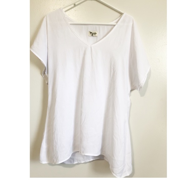 Show Me Your MuMu Tops - Show Me Your Mumu White V-Neck Chiffon Short Sleeve Top Large PRICE FIRM